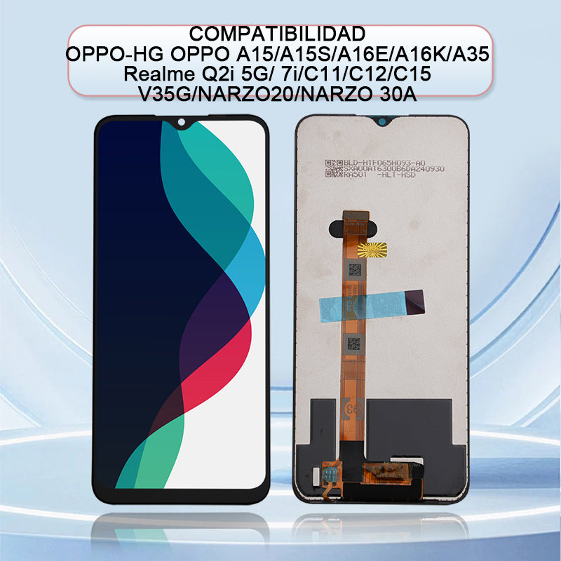 Display/pantalla Para OPPO-HG OPPO A15/A15S/A16E/A16K/A35/ Realme Q2i 5G/ 7i/C11/C12/C15//V35G/NARZO20/NARZO 30A Sin Marco