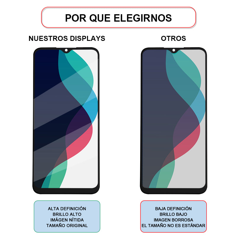 Display/pantalla Para OPPO-HG OPPO A15/A15S/A16E/A16K/A35/ Realme Q2i 5G/ 7i/C11/C12/C15//V35G/NARZO20/NARZO 30A Sin Marco