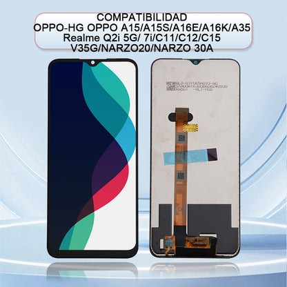 Display/pantalla Para OPPO-HG OPPO A15/A15S/A16E/A16K/A35/ Realme Q2i 5G/ 7i/C11/C12/C15//V35G/NARZO20/NARZO 30A Sin Marco